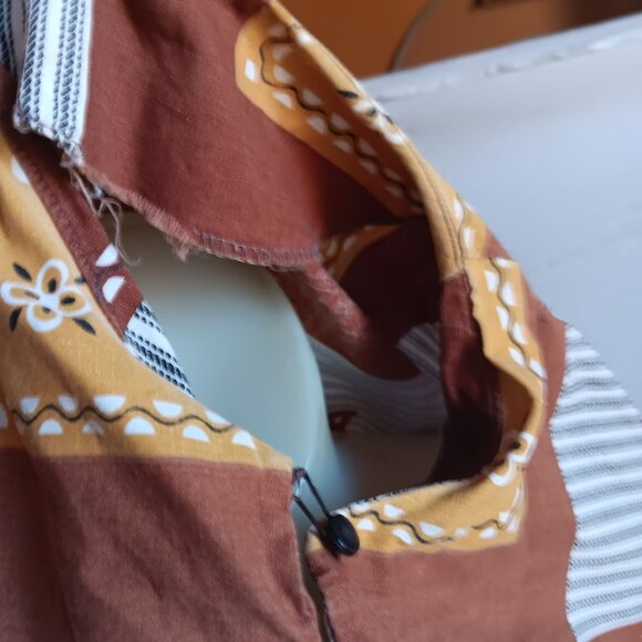 Vintage Medium 70's Blouse Top Boho Patchwork Tunic 1OF1 Keyhole Kimono Sleeves - Picture 9 of 9